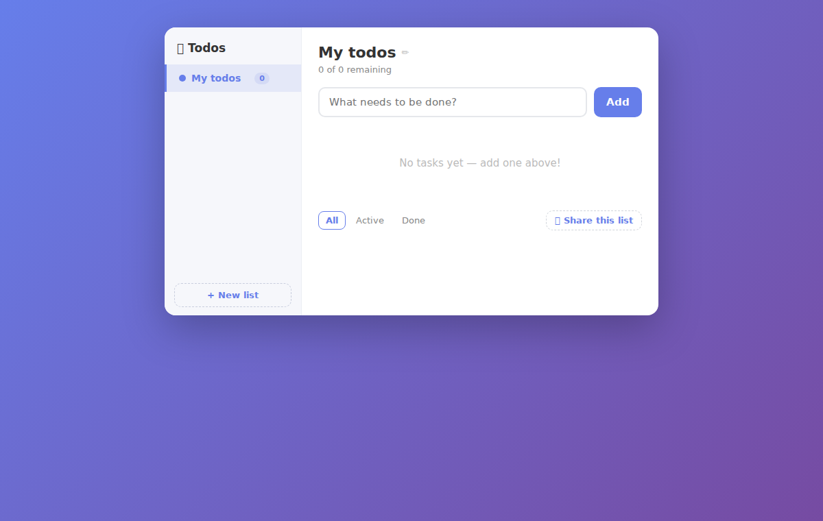 A tidy to-do list web app with lists and filters